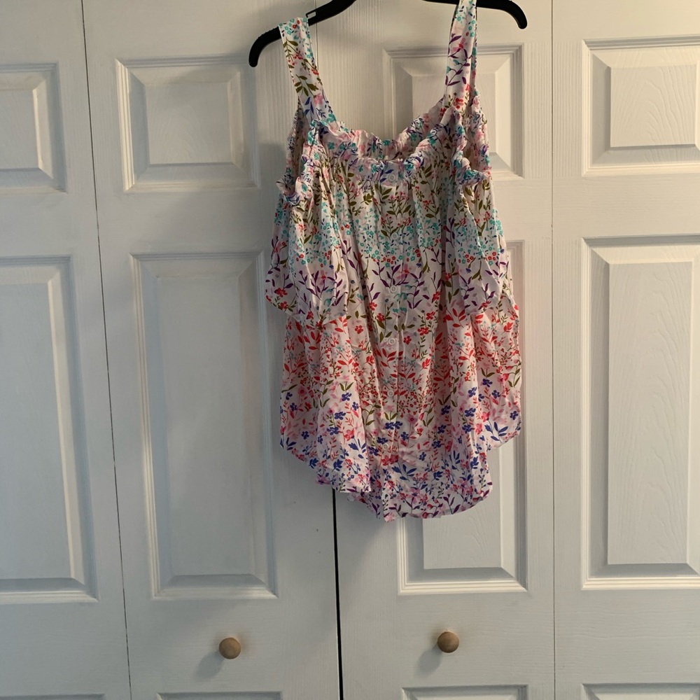 Woman Within cold shoulder floral top